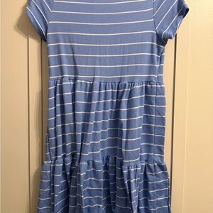 See You Monday Blue and White Striped Casual Dress